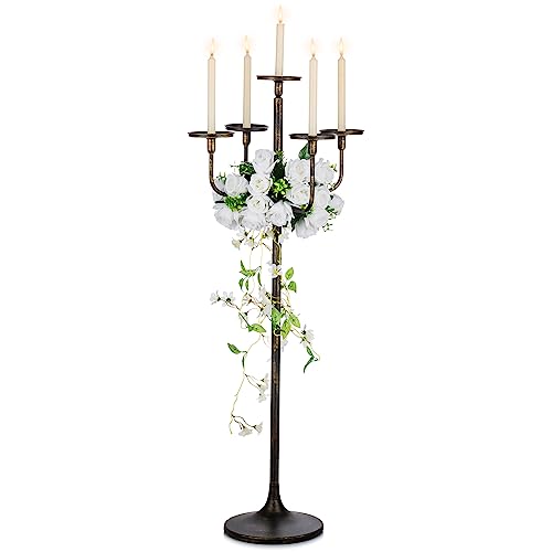 Black 5-arm 48inch Tall Metal Candle Holders D4269