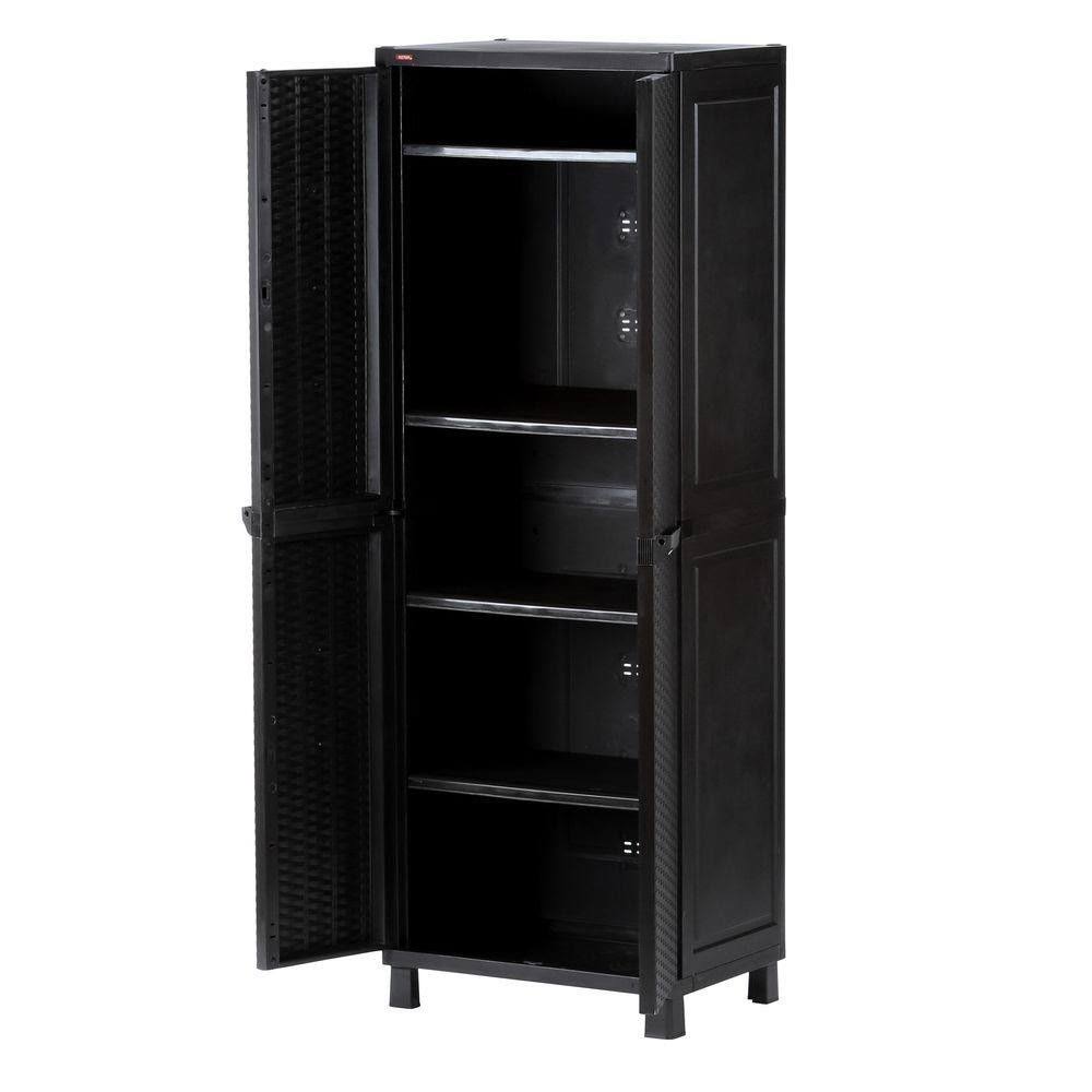 Brown Resin Plastic Rattan Storage Cabinet H633125