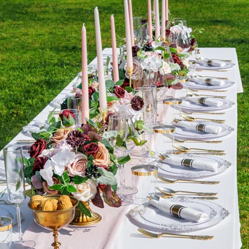 350PCS Gold Plastic Dinnerware Set A36433