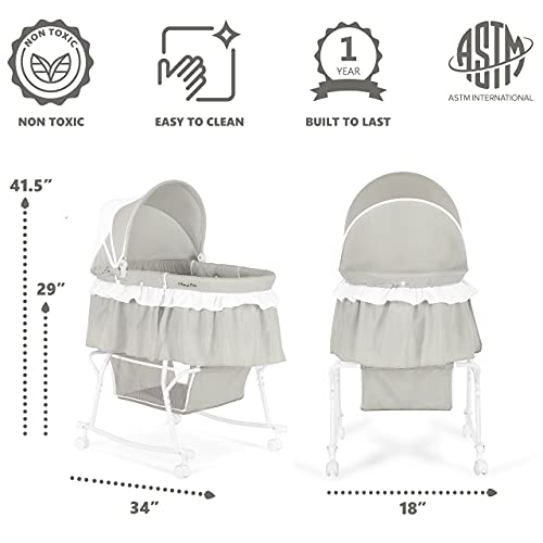 Portable 2-in-1 Bassinet & Cradle in Blue and White with Storage Basket S952