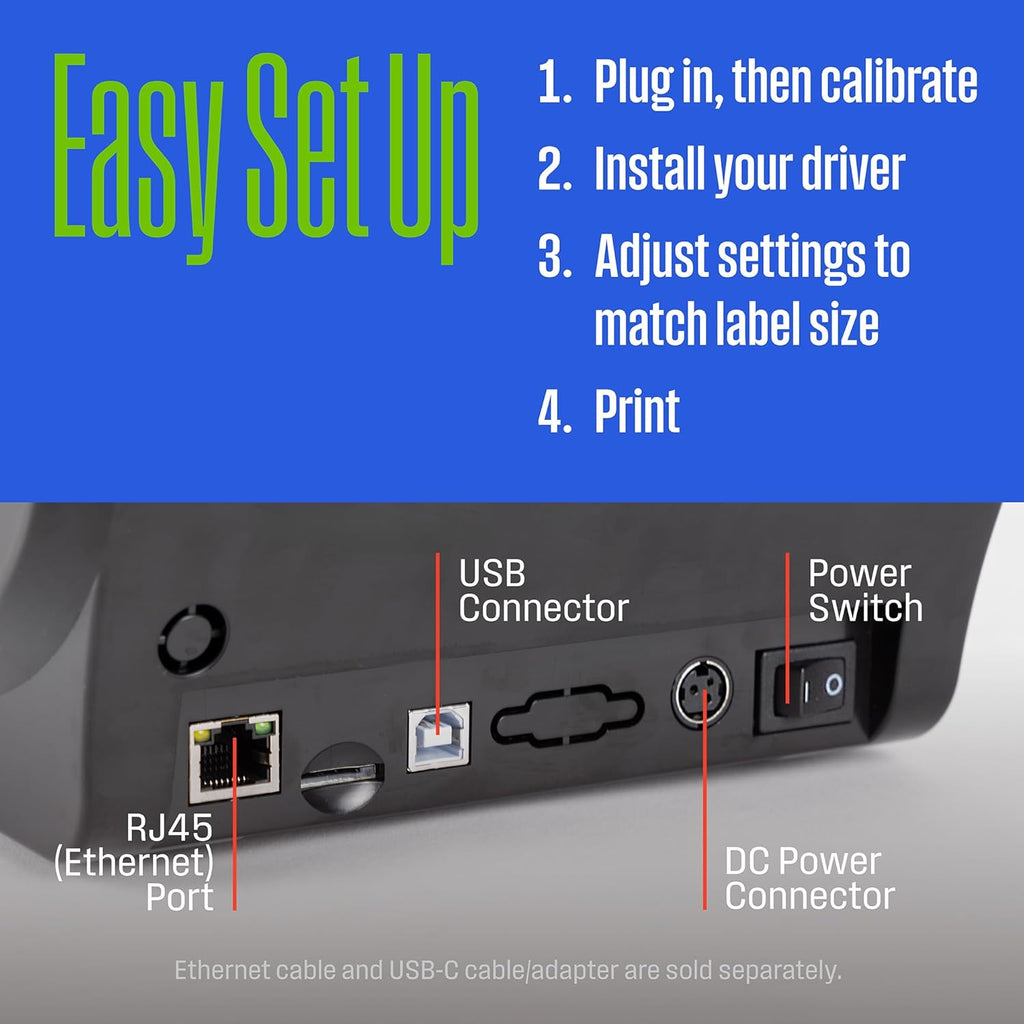 Direct Thermal Label Printer USB, Desktop Label Printer for Packages, includes Sample 4x6 Labels Q78544