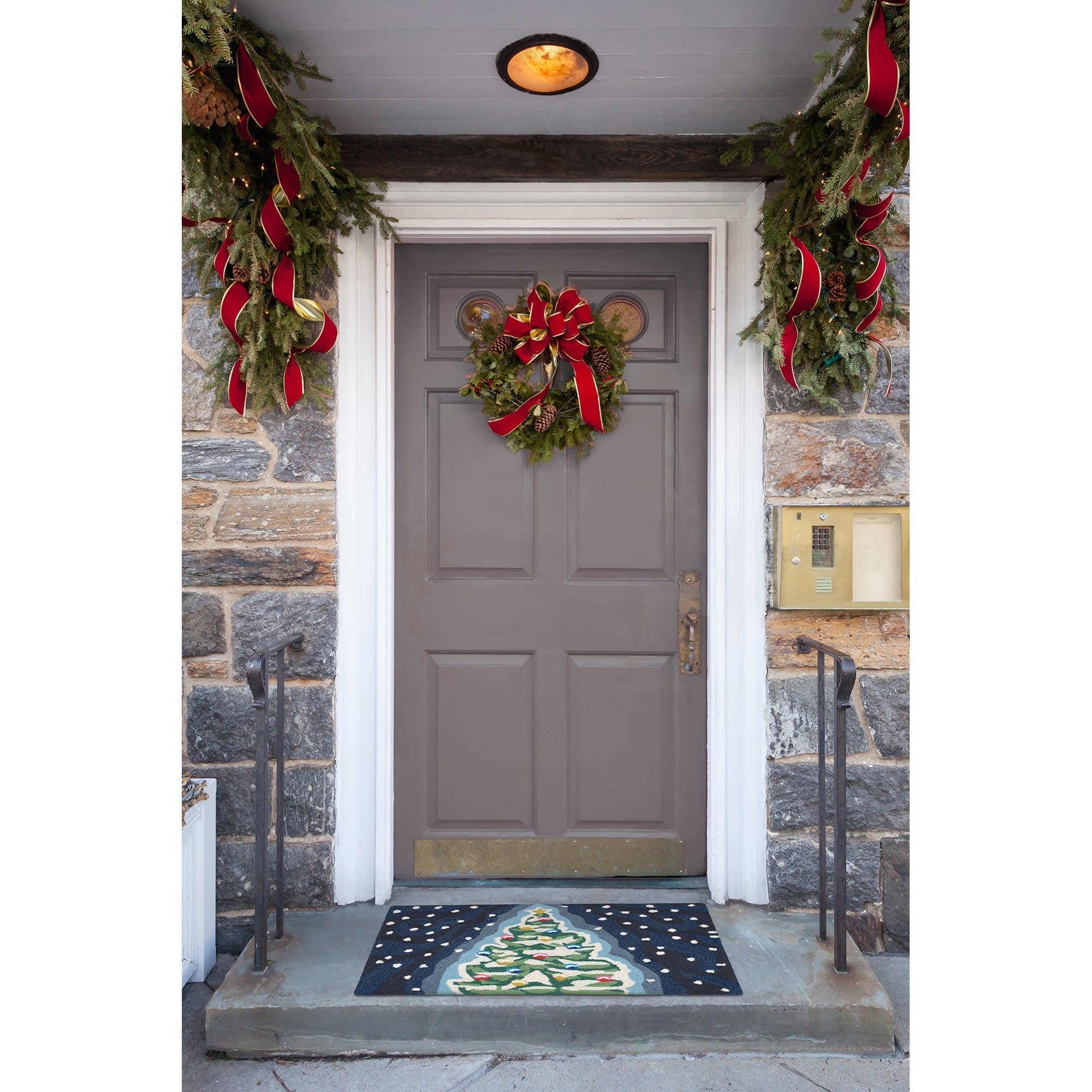 Frontporch Xmas Tree Indoor Outdoor Mat