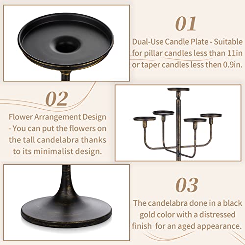 Black 5-arm 48inch Tall Metal Candle Holders D4269