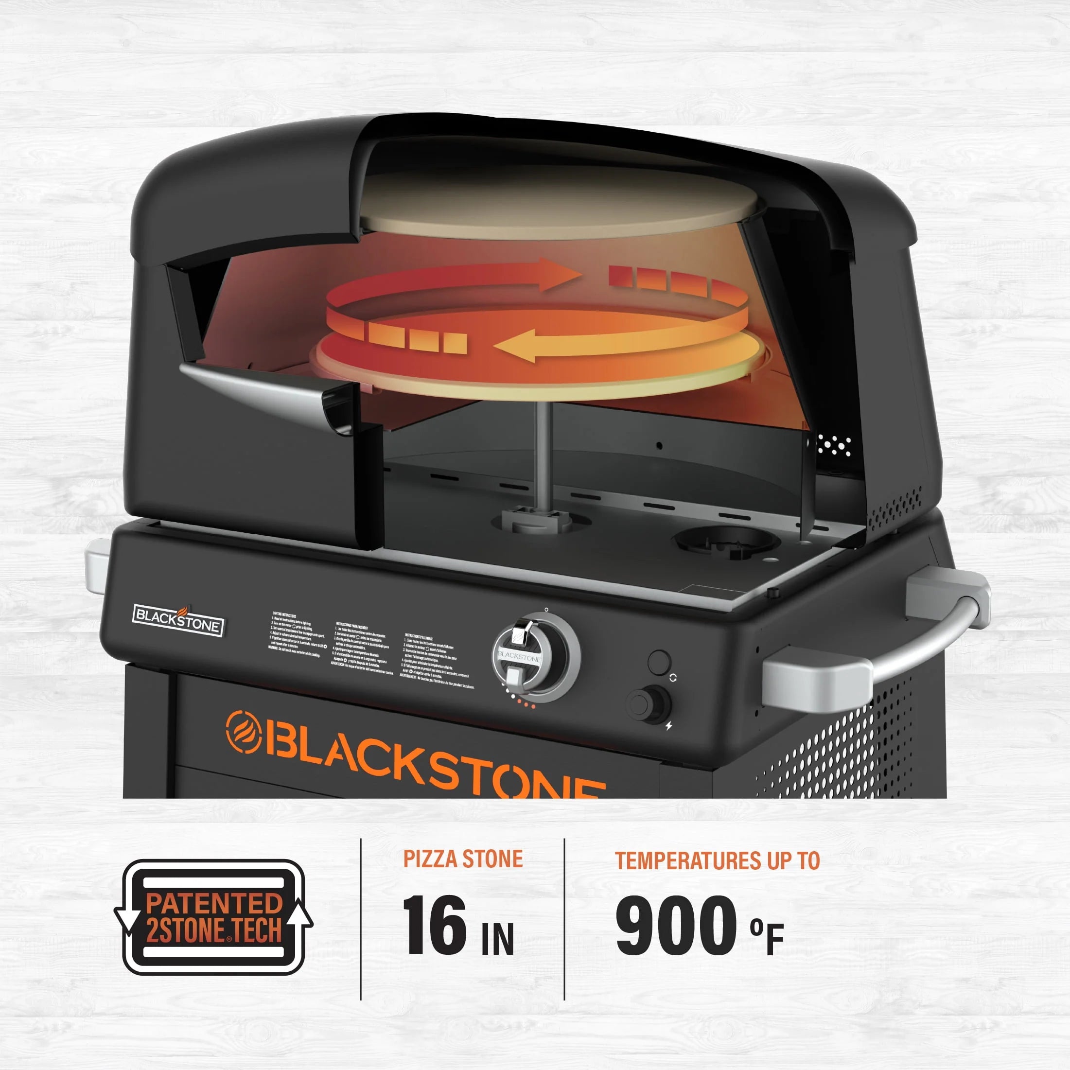 16 Rotating Cordierite Stone Propane Pizza Oven with Mobile Stand F5224