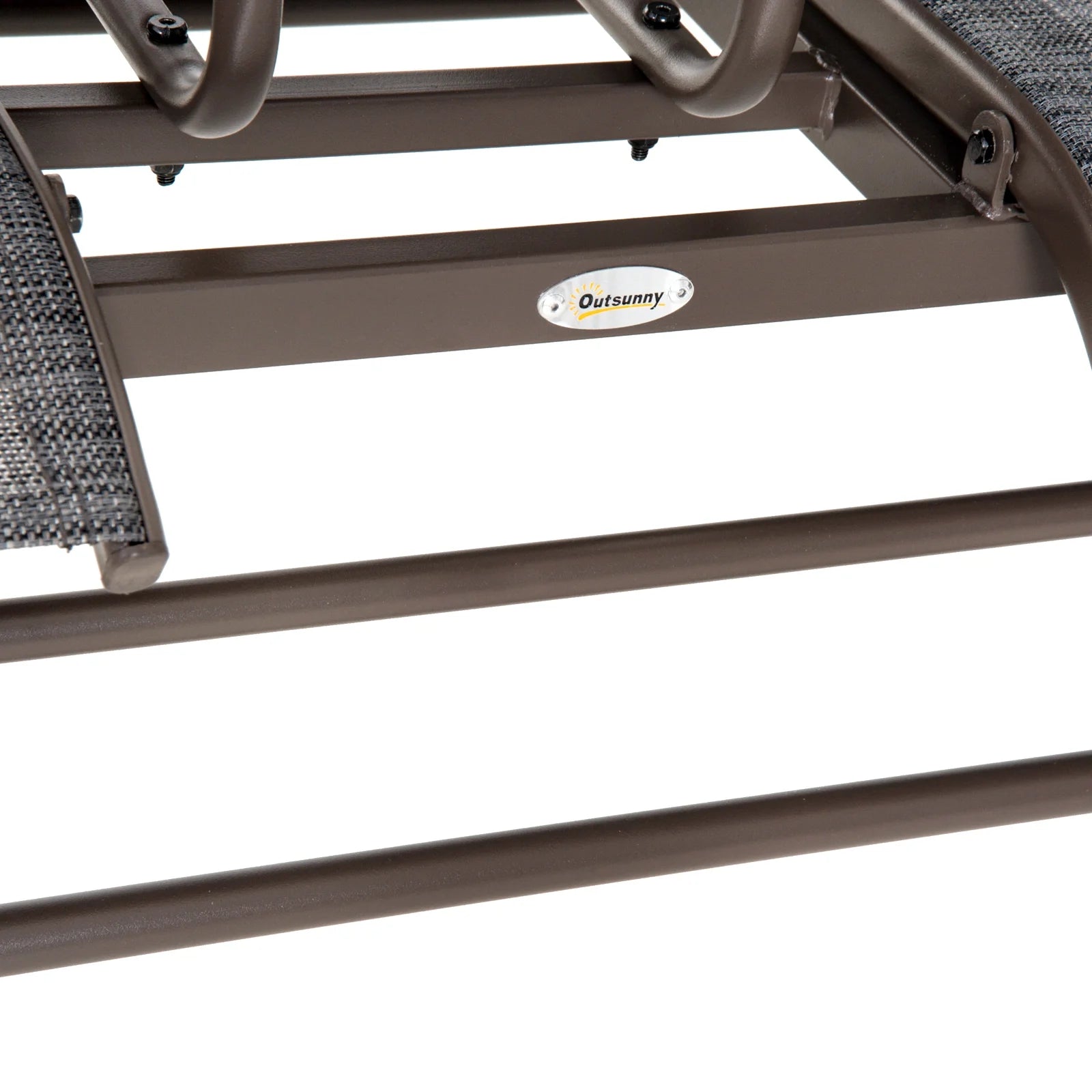 Gray Metal Frame Outdoor Glider Bench with Center Table H228018