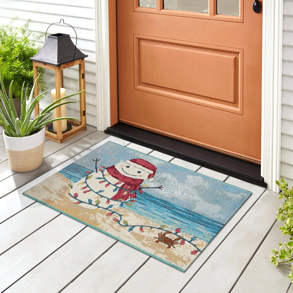 Esencia Beach Snowman Indoor Outdoor Mat