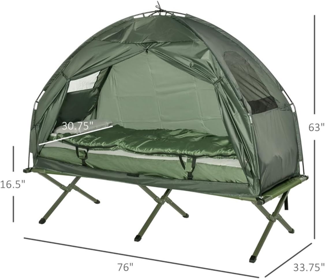 Elevated Tent Camping Cot with Sleeping Bag C5054