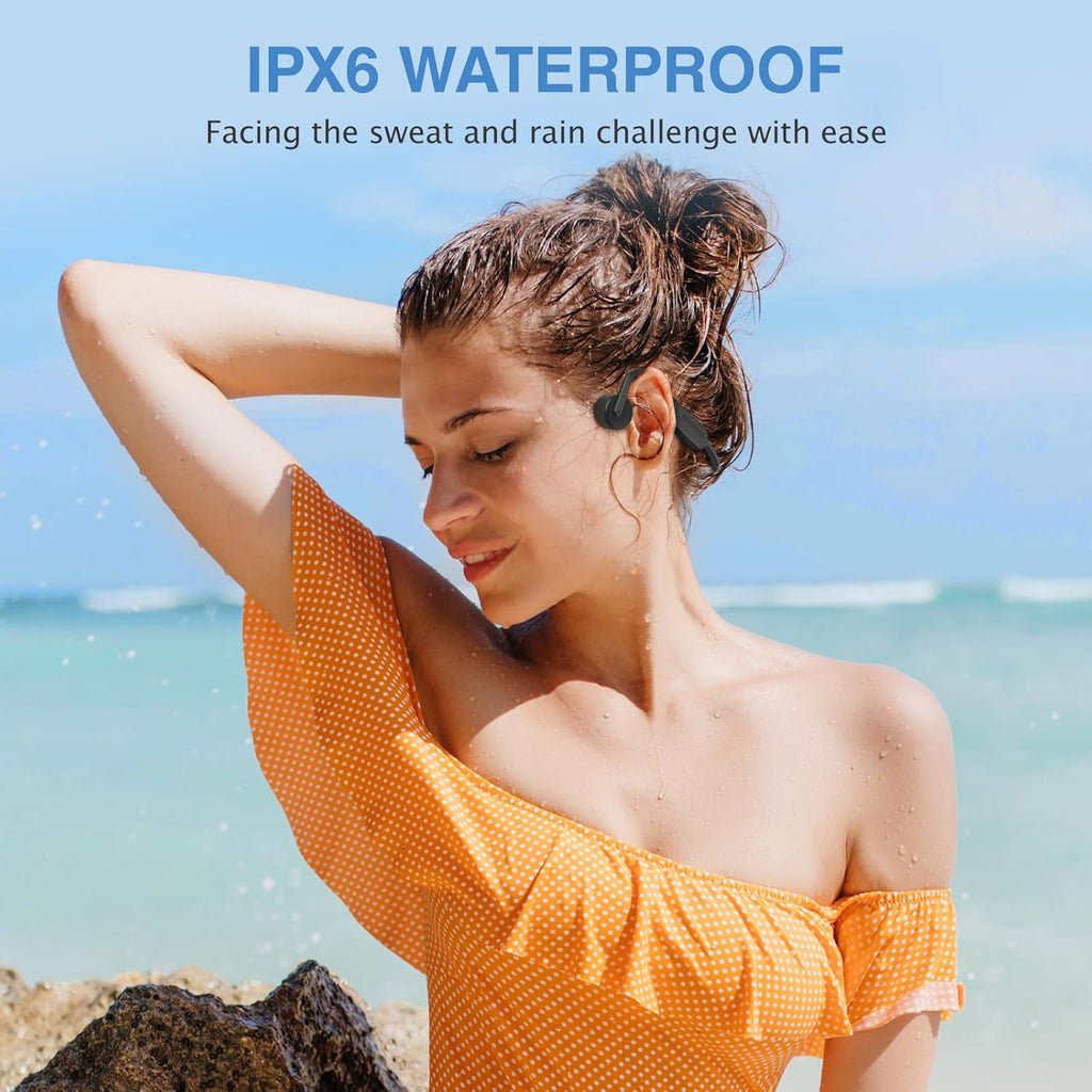 Bone Conduction Wireless Bluetooth 5.3 Open Ear Headphones with Mic, IPX6 Waterproof Q772425