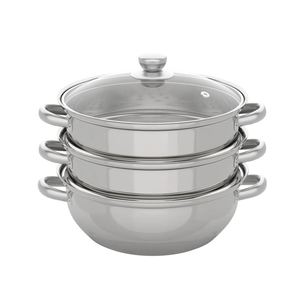 3 Tiers Stainless Steel Steaming Pot with Glass Lid T133784