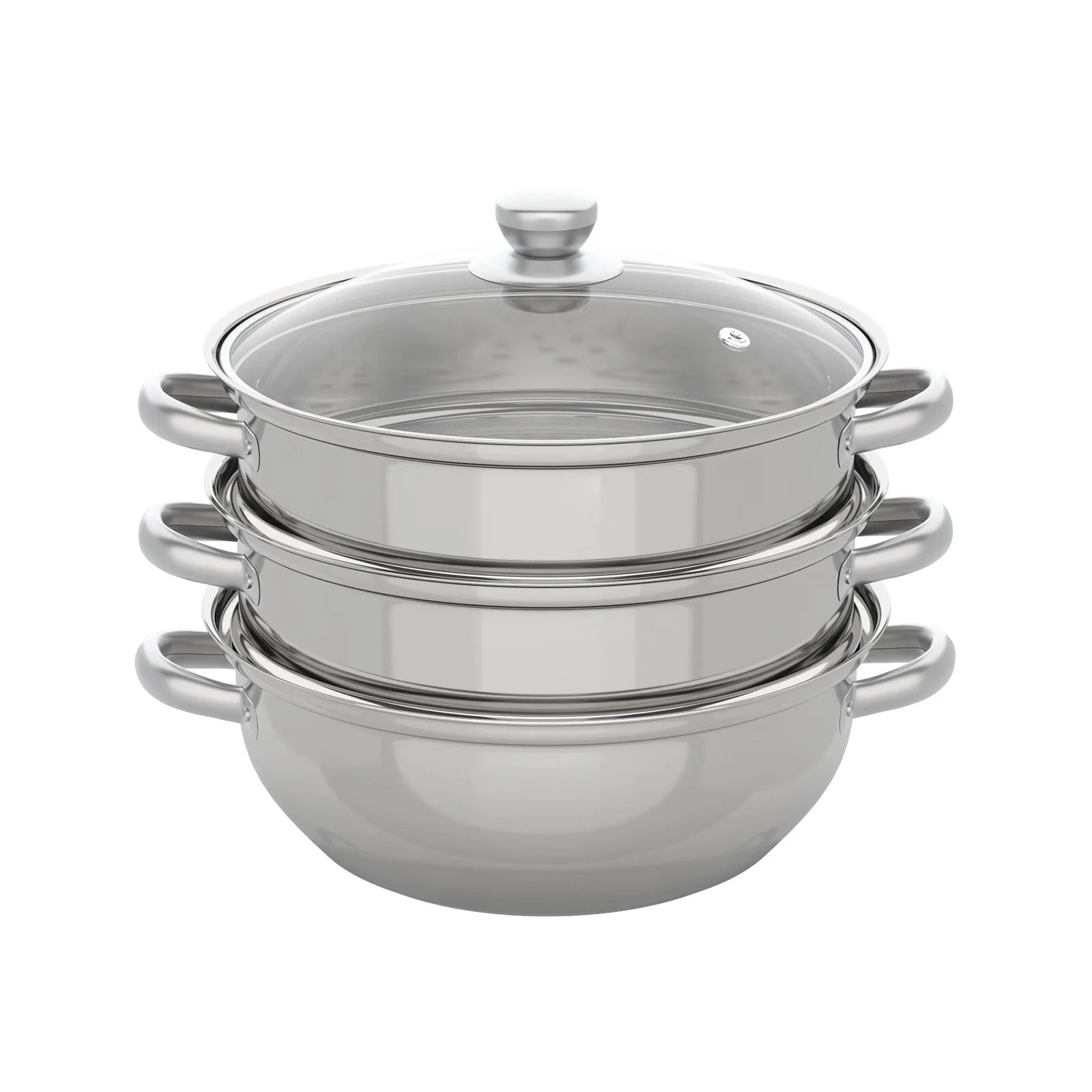 3 Tiers Stainless Steel Steaming Pot with Glass Lid T133784