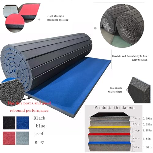 Indoor Gymnastics Track Exercise Mat with Grippy Gym Carpet Top - Sturdy Foam Wrestling Mat G726