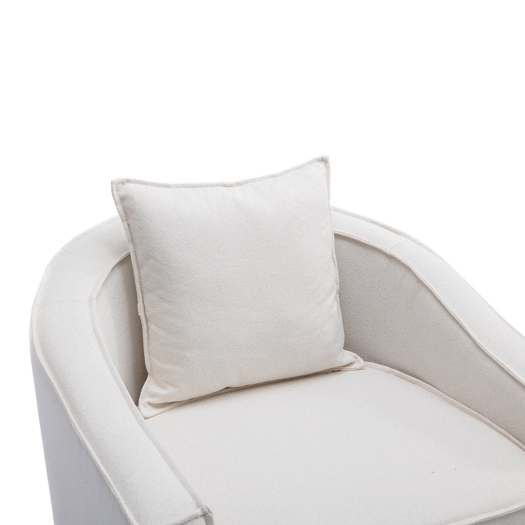 Olive Linen Microsuede Fabric Barrel Chair with Ottoman L484530