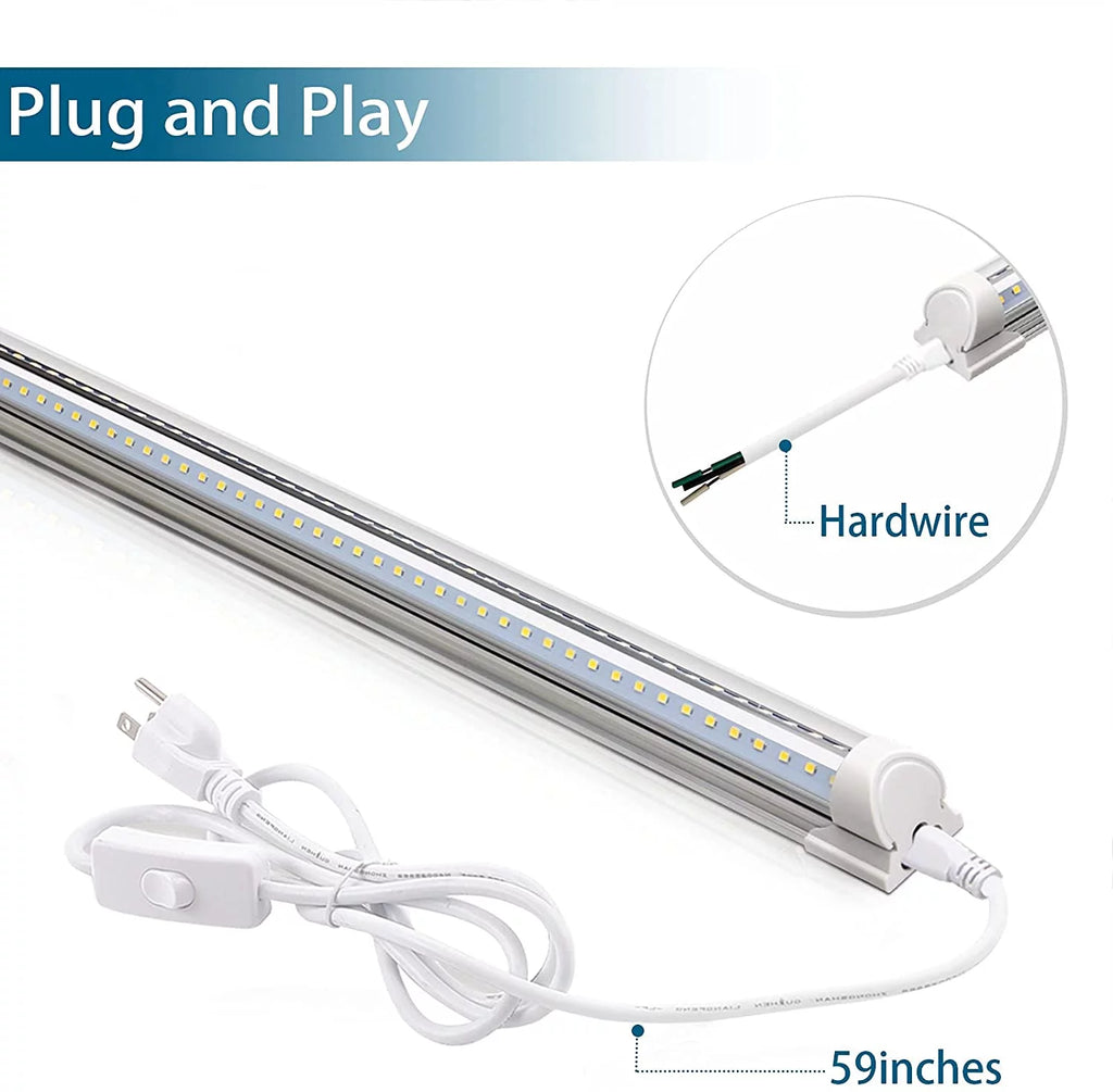 8FT 72W 9000LM 5000K Daylight White T8 Linkable LED Shop Light, 4 Packs O95387