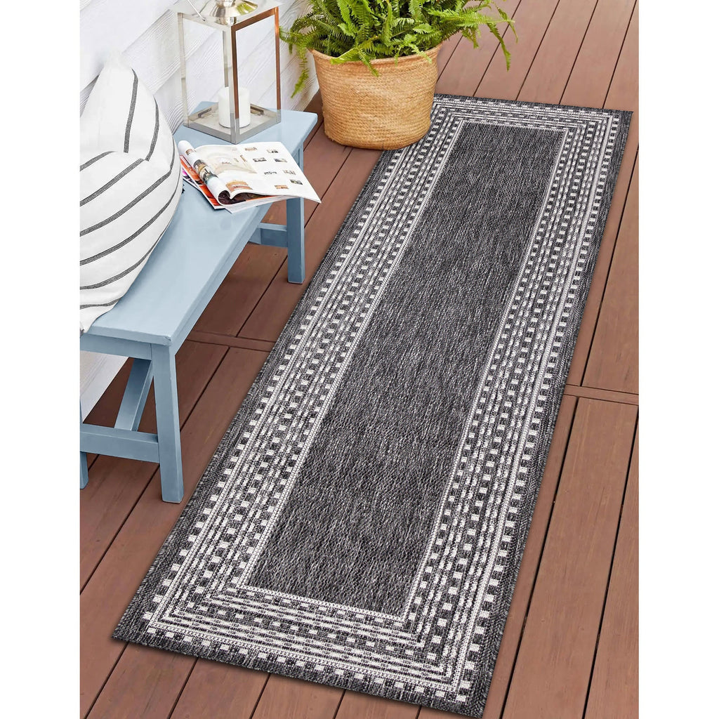 Malibu Etched Border Indoor Outdoor Area Rug