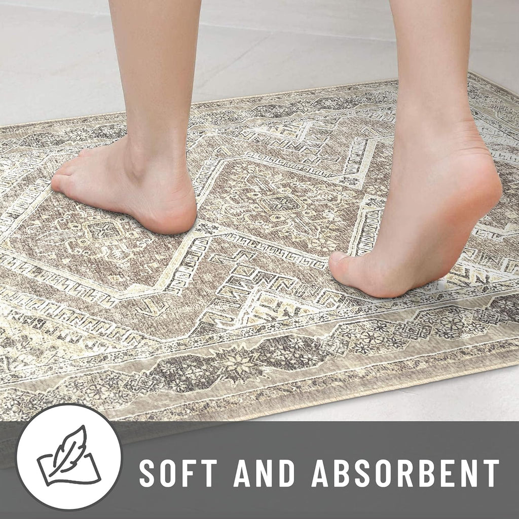 Washable 4x6 Faux Wool Area Rug Y2603
