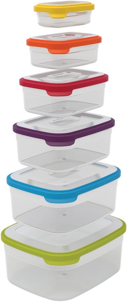 10-Piece and 12-Piece Plastic Food Storage Container Sets with Airtight Lids O688659