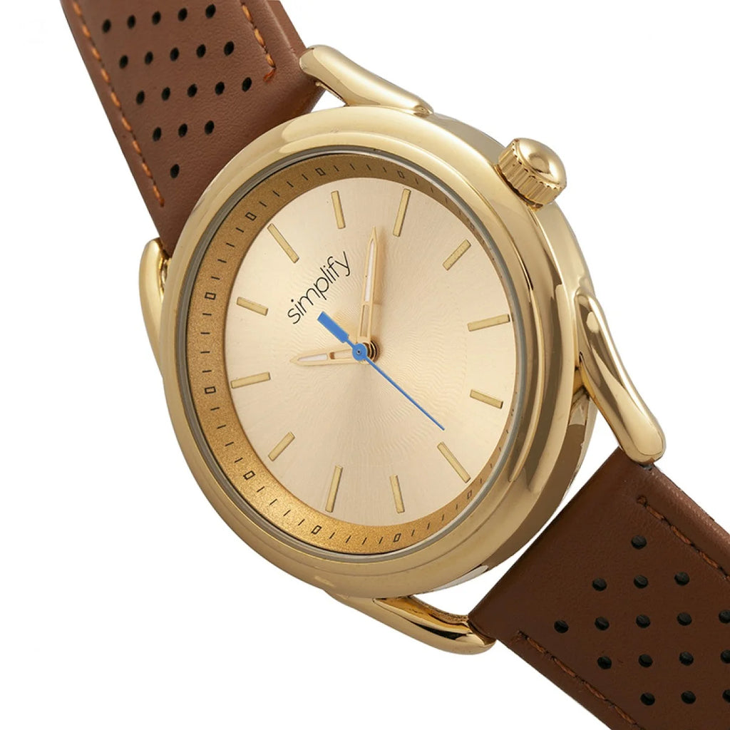 Gold Leather-Band Watch R4403