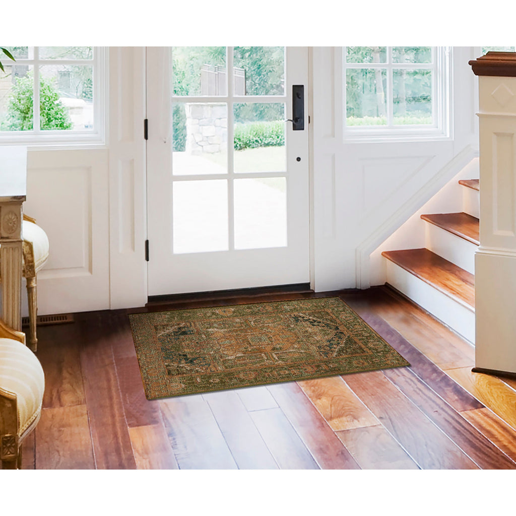 Esencia Heriz Indoor Outdoor Mat with Non-Skid Backing