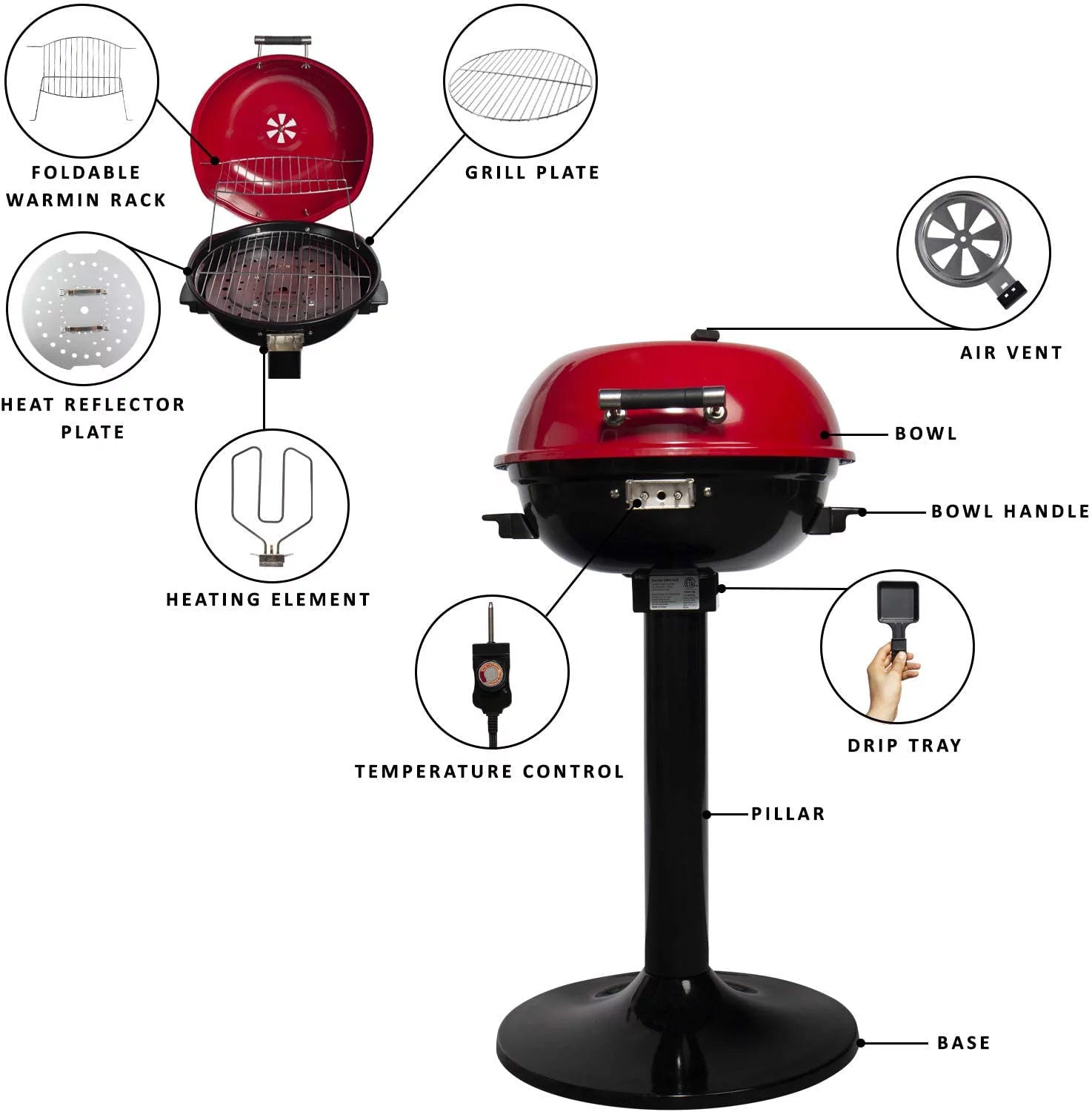 15" Electric BBQ Grill with Removable Stand M221944