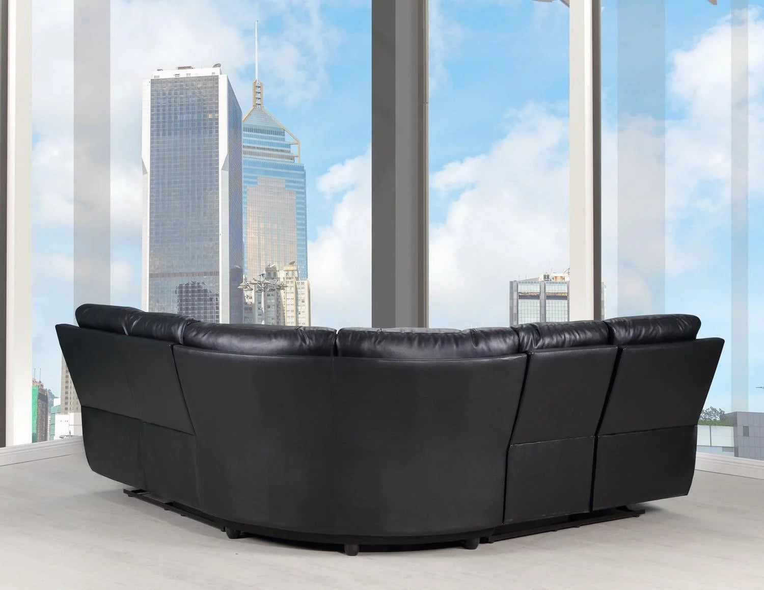 Black Leather Power Reclining Sectional K909