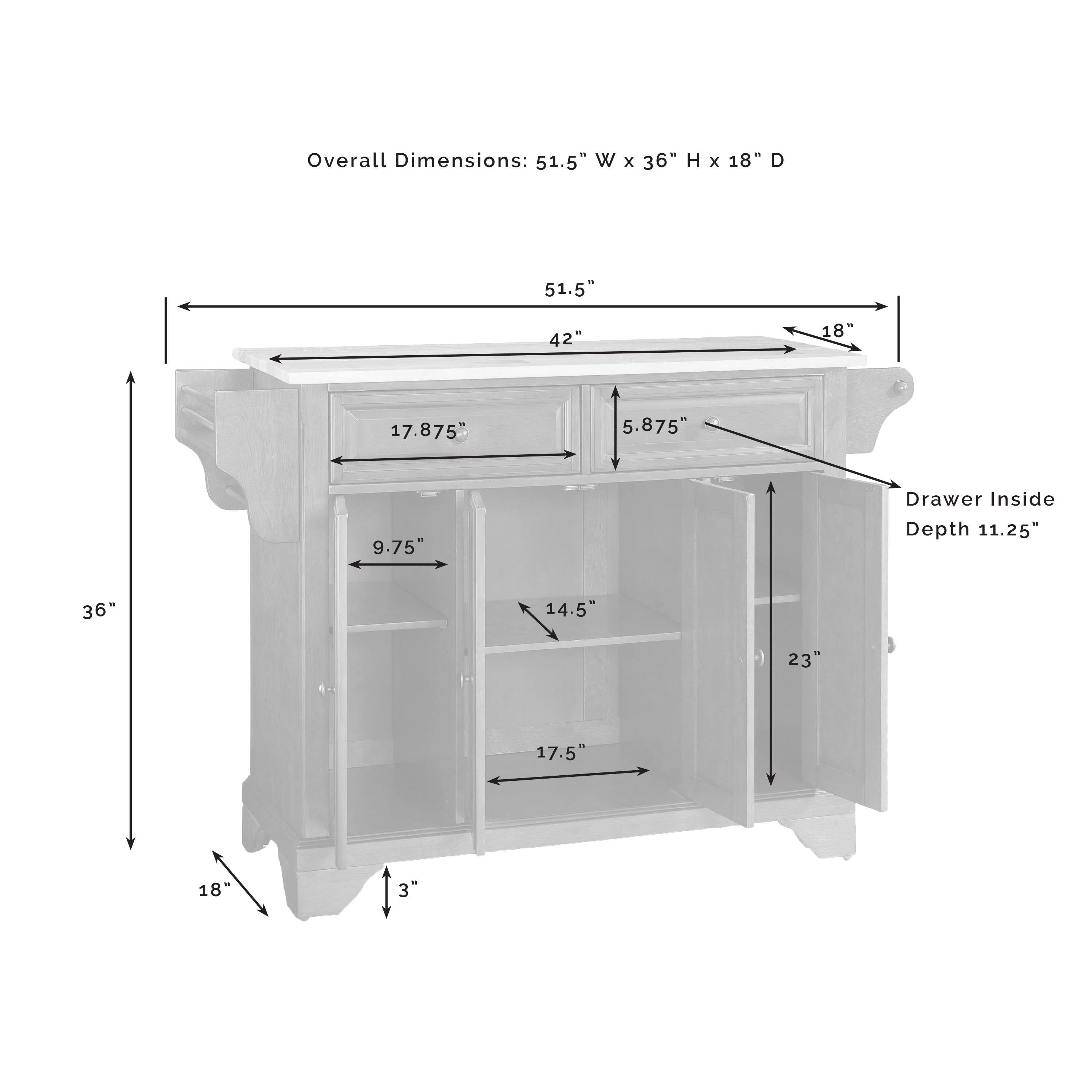 White Granite Top Full Size Kitchen Island Cart J3191