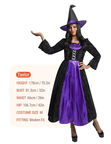 Witch Costume Women with Witch Dress Hat Accessories Y9873