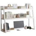 Black 2-Tier Metal and Wood Desk Hutch Bookshelf M31312