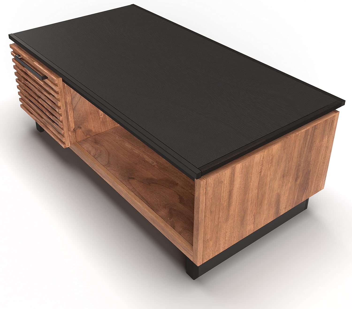 Modern Coffee Table, 47 inches, Poplar Solid Wood, Bourbon and Black Finish S587944
