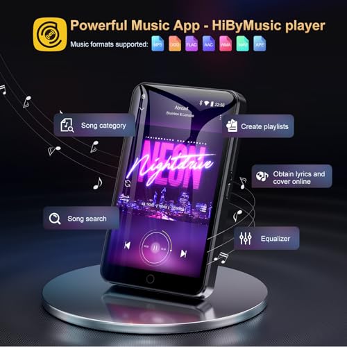 80GB MP3 Player with Bluetooth and WiFi, 4.0" IPS Touch Screen Android Player (Black) X3388