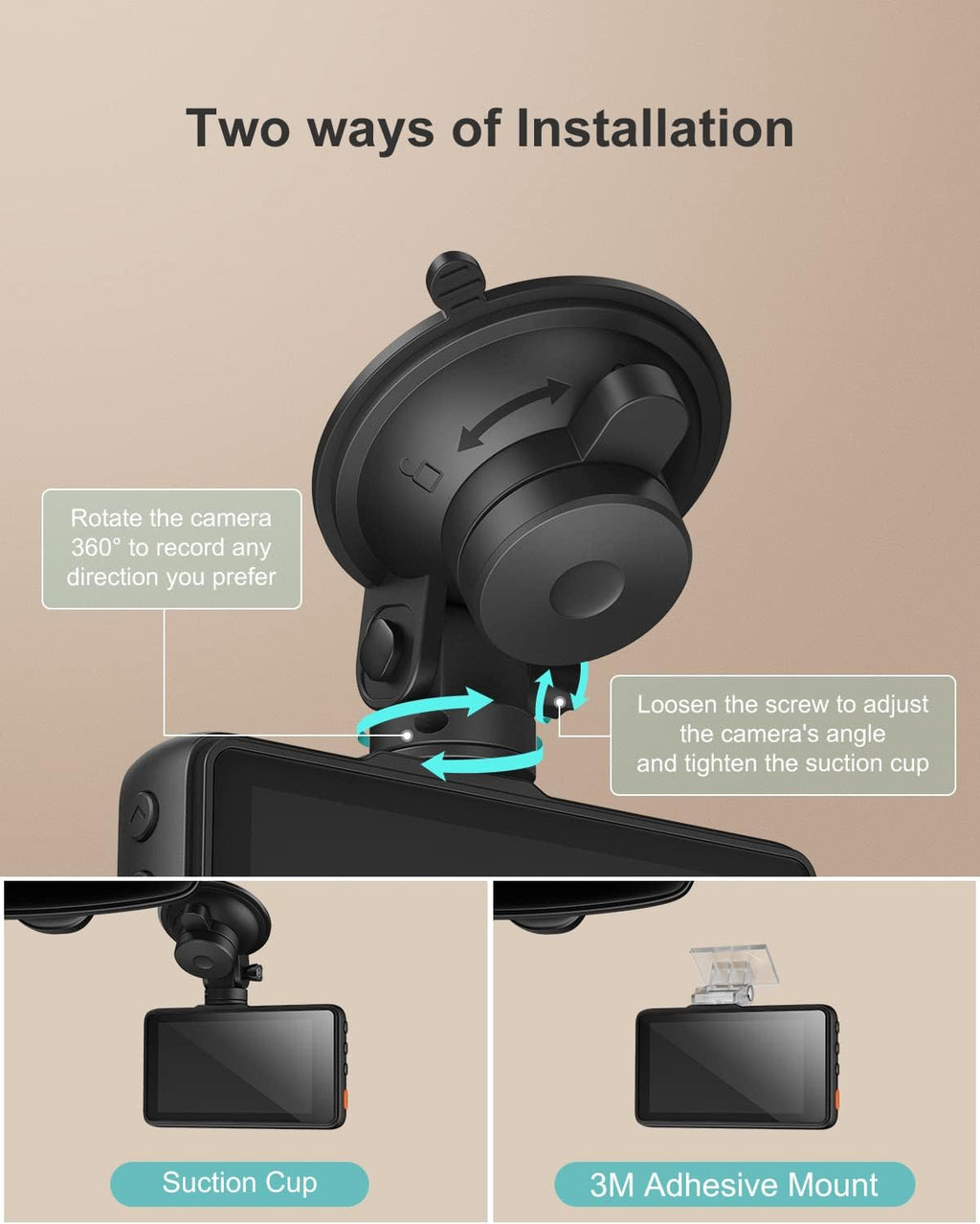 Dash Cam 1080P 3 Inch LCD Screen 170° Wide Angle Pack of 2 O91016