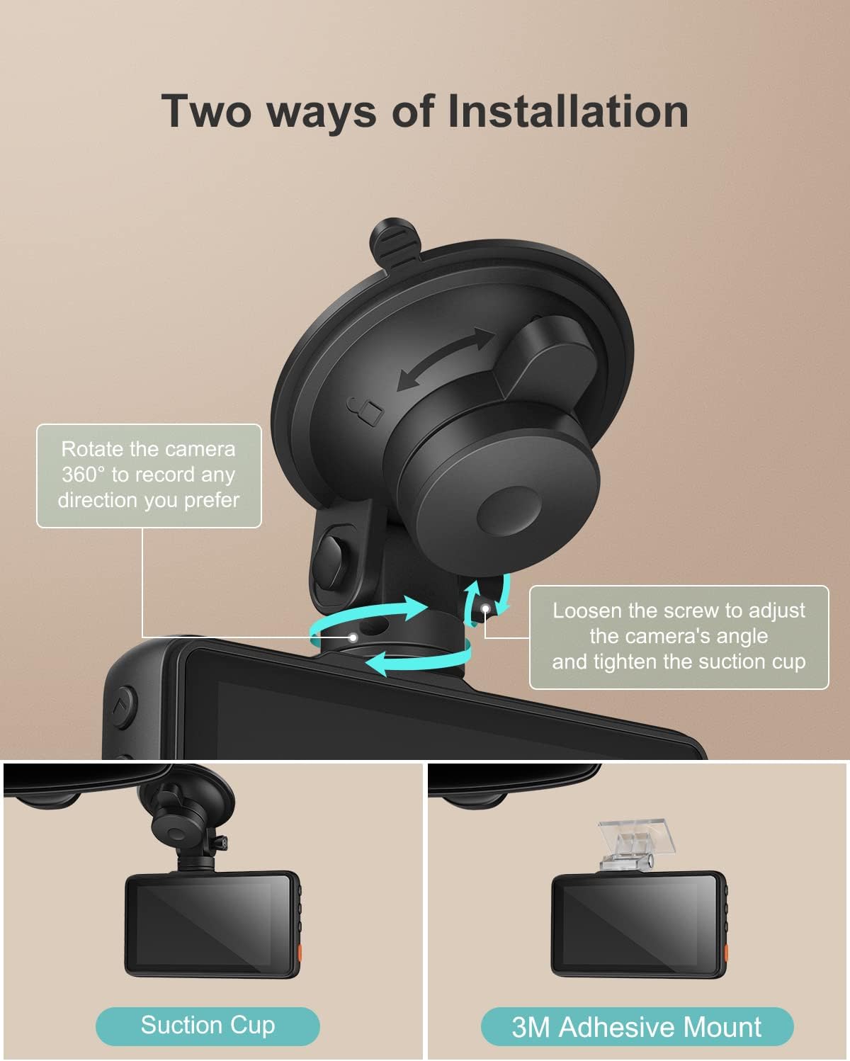 Dash Cam 1080P 3 Inch LCD Screen 170° Wide Angle Pack of 2 O91016