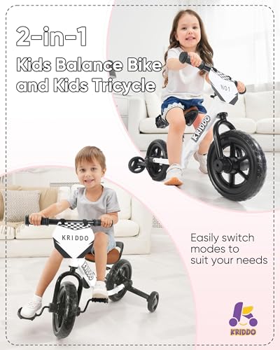 2-in-1 Kids Tricycle and Toddler Balance Bike Black C1652