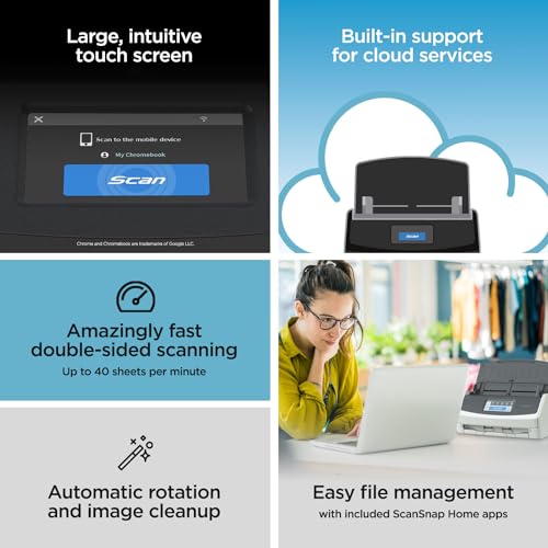 Black Wireless Document Scanner with Auto Document Feeder P102552