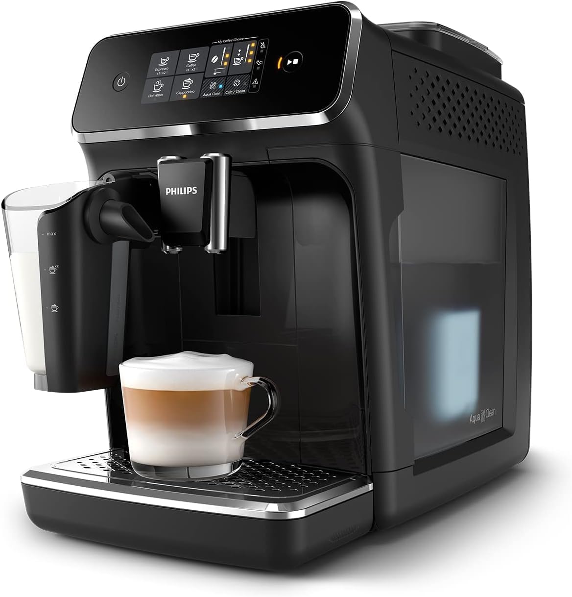 Black Fully Automatic Espresso Machine with LatteGo Milk Frother and Ceramic Grinder Y85841