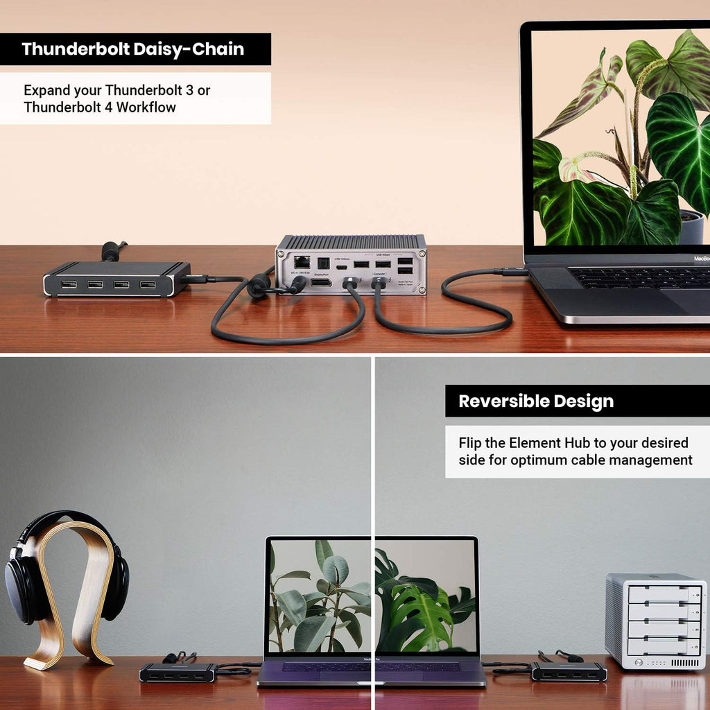 Thunderbolt 4 Multi-Port Hub with 4X Thunderbolt 4/USB4 Ports, 4X USB 3.2 Gen2 10Gb/s Ports, 60W Charging with 0.8m Cable Z911