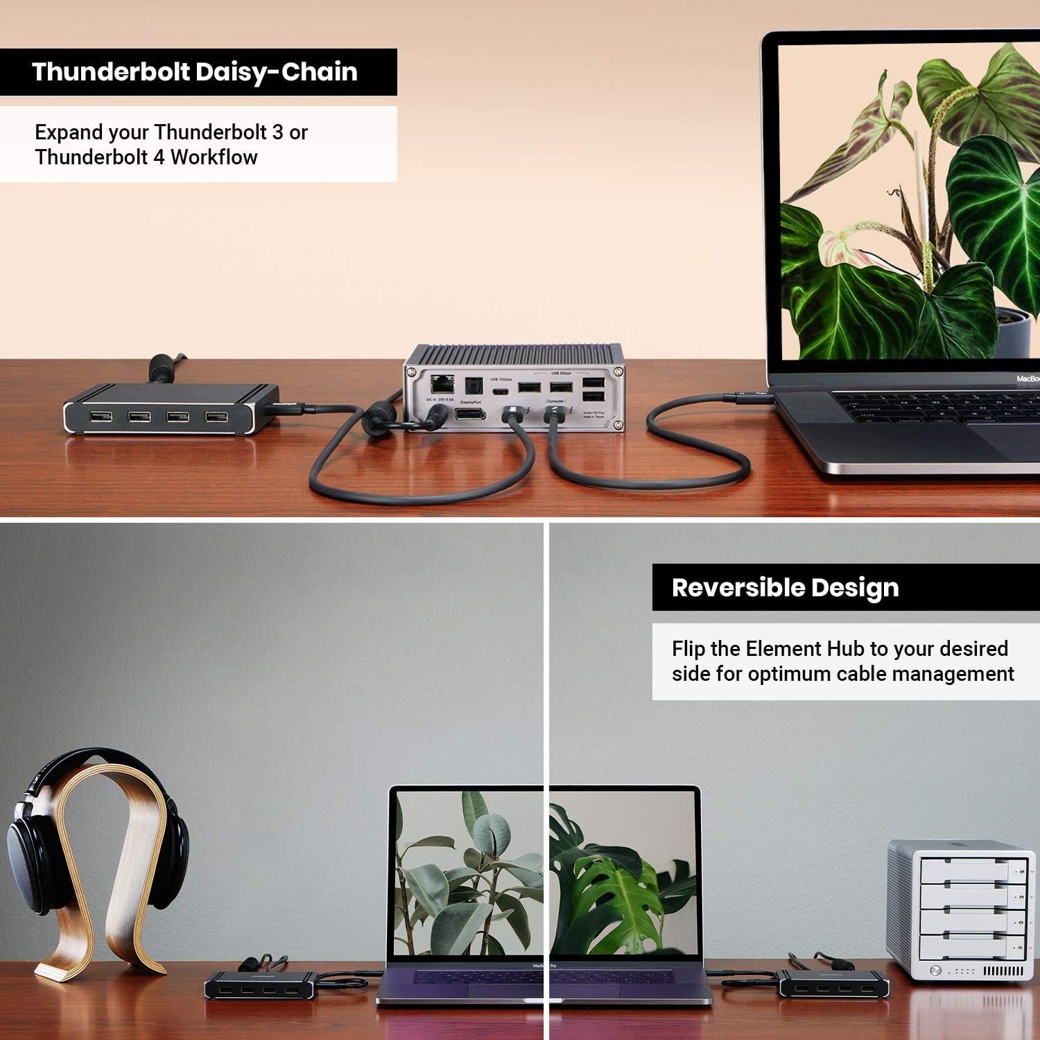 Thunderbolt 4 Multi-Port Hub with 4X Thunderbolt 4/USB4 Ports, 4X USB 3.2 Gen2 10Gb/s Ports, 60W Charging with 0.8m Cable Z911