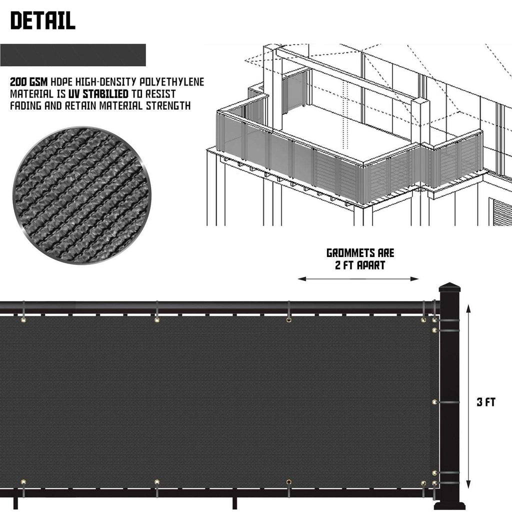 3 x Privacy Deck Fence Screen 200 GSM E964