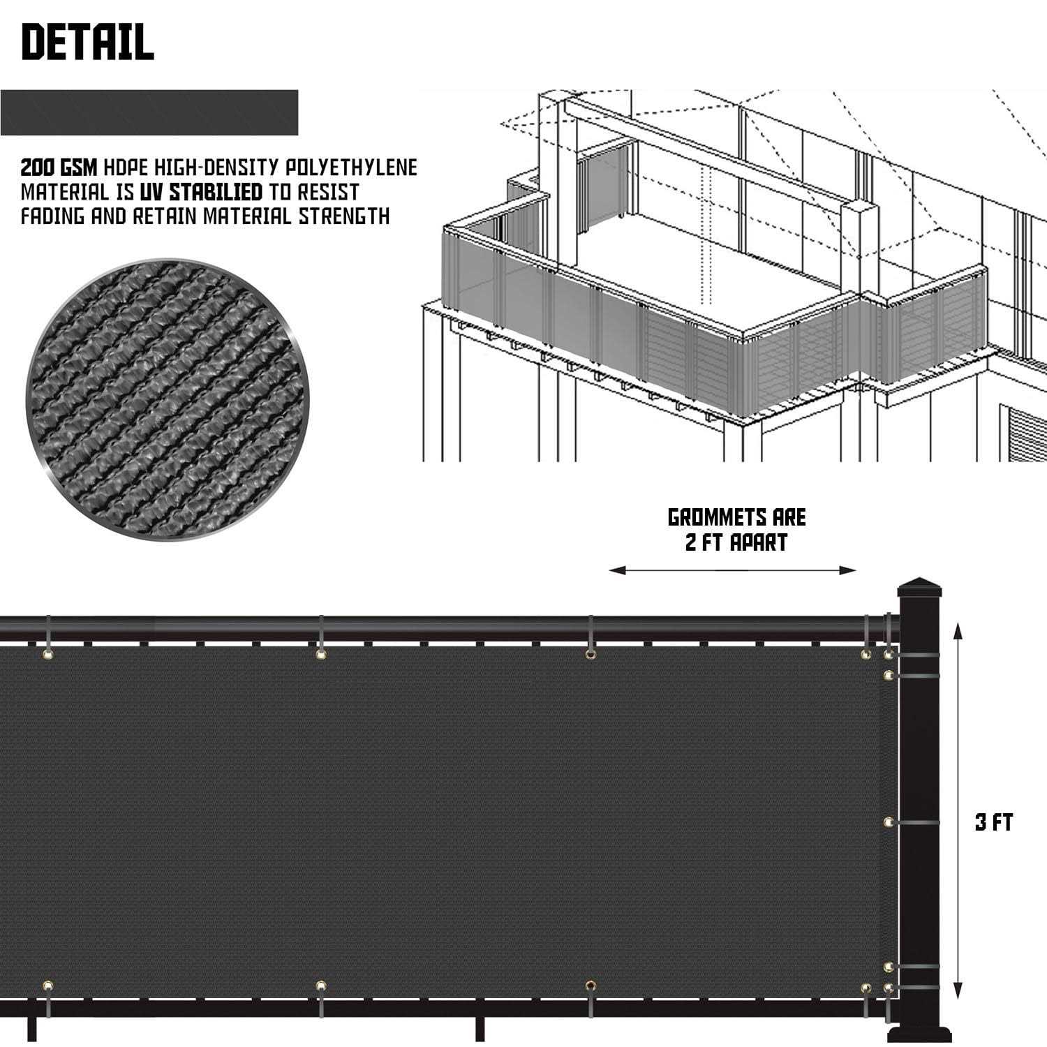 3 x Privacy Deck Fence Screen 200 GSM E964