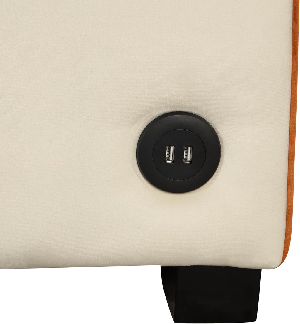 Velvet Convertible Sofa Bed with USB Charging Port L7160