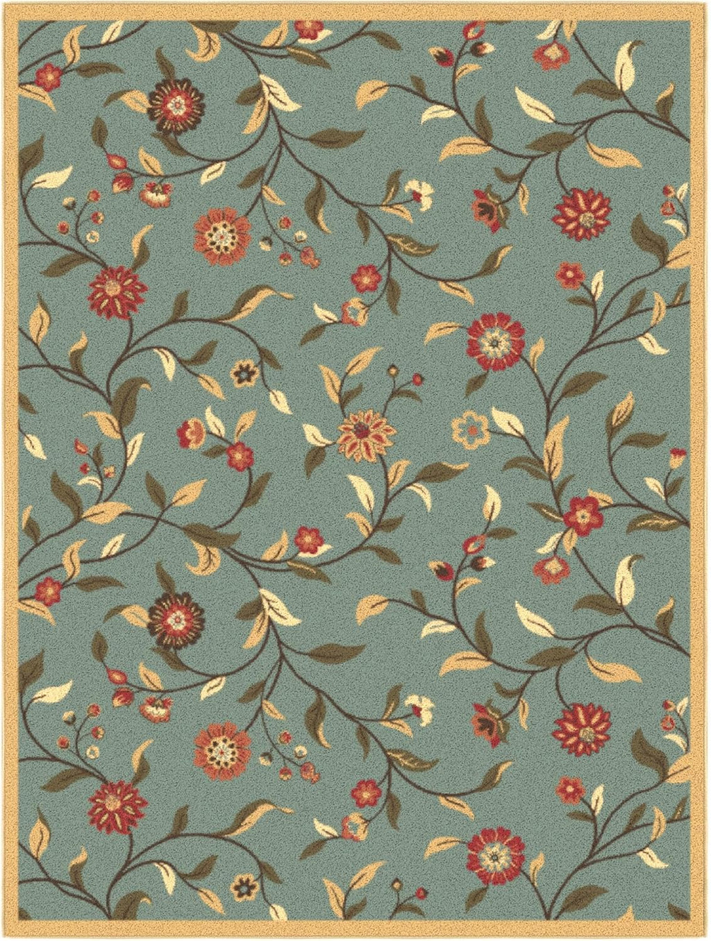 5x7 Seafoam Green Non-Slip Rubberback Traditional Area Rug M10034