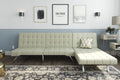 Vanilla Faux Leather Sectional Futon Sofa Bed with Chrome Legs C5268