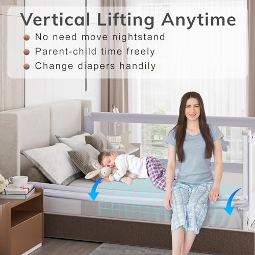 54” Toddler Bed Rail with Double Child Lock, Height Adjustment, 1 Pack Z455708