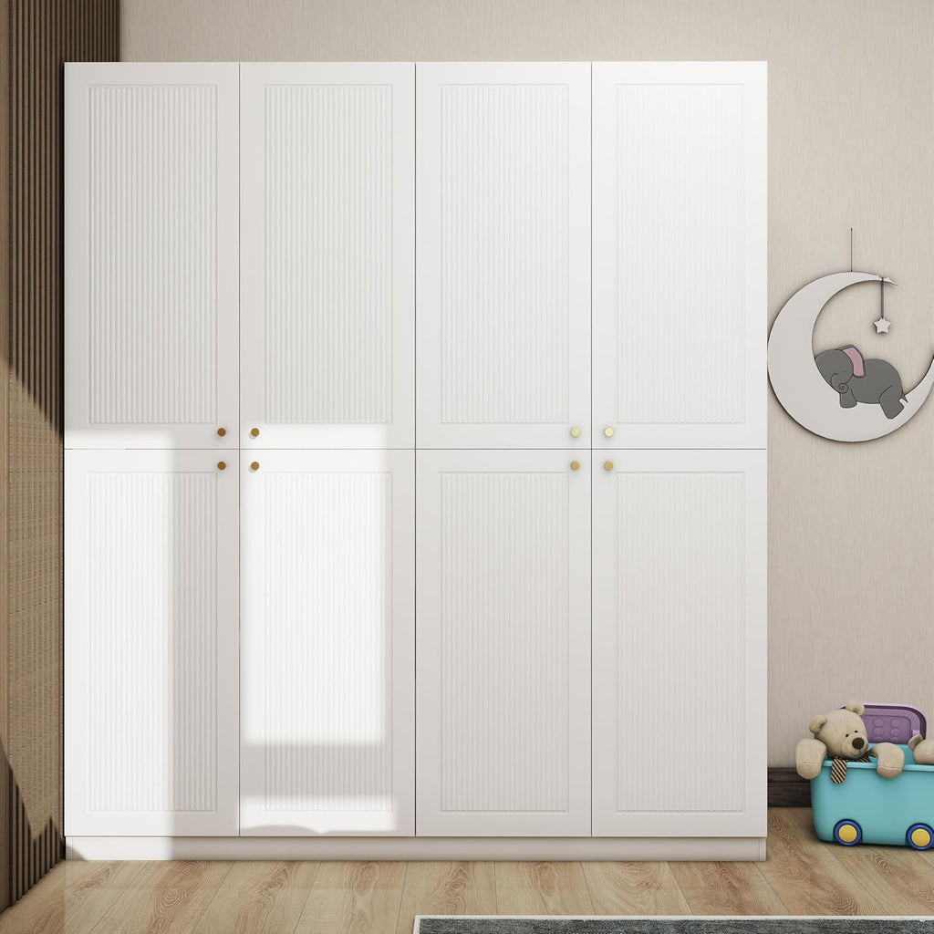 White 4 Door Wood Wardrobe with 2 Drawers J4776