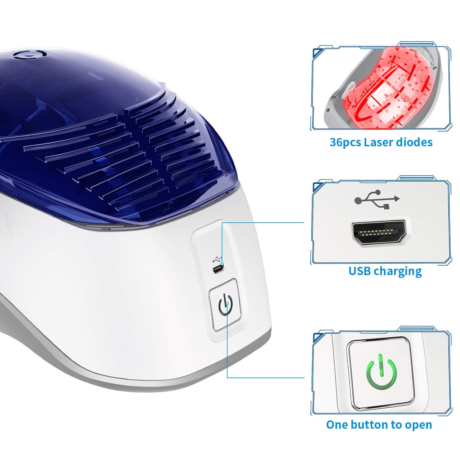 Blue-White Laser Hair Growth Cap N700737