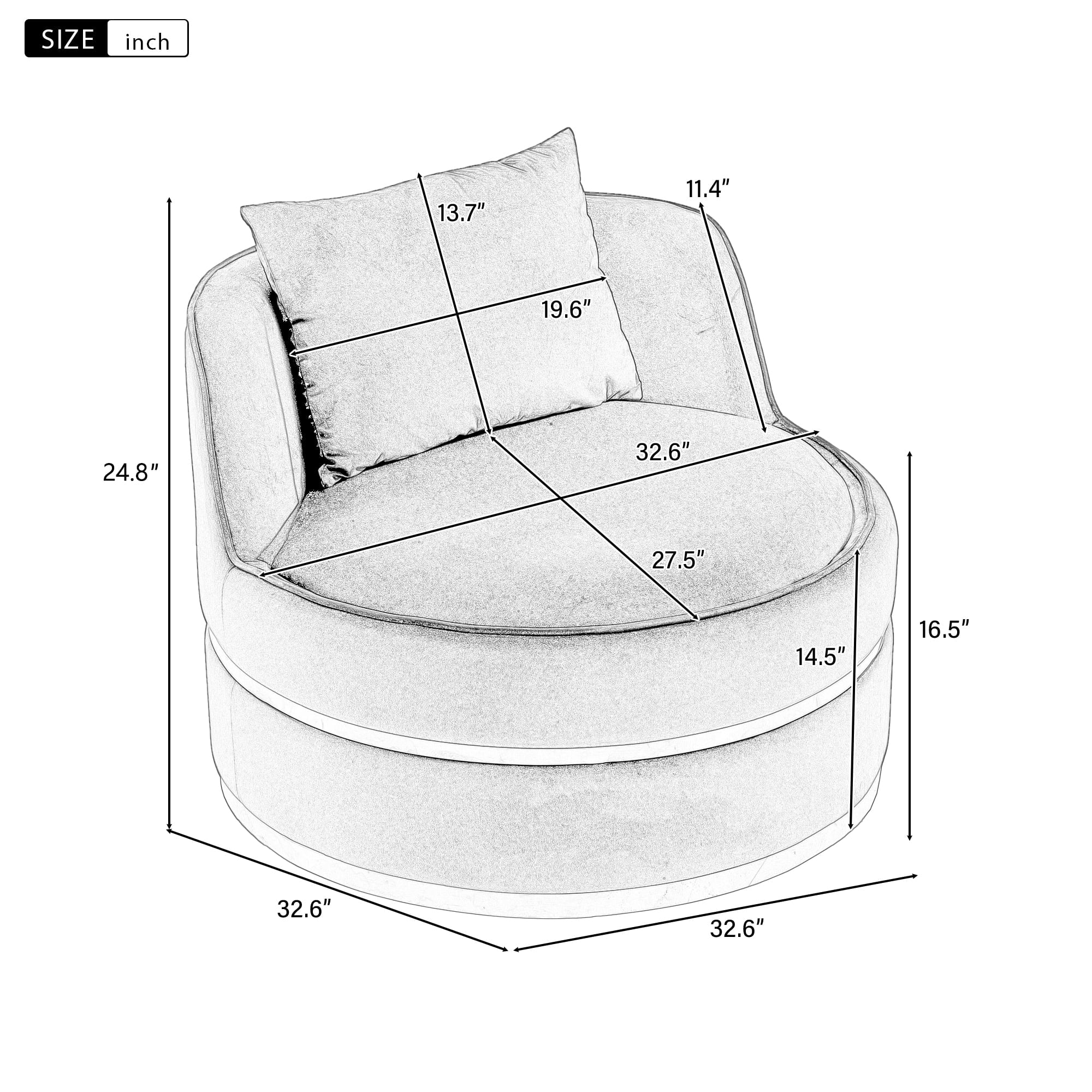 Blue Velvet Swivel Accent Barrel Chair with Seat Cushion S725312