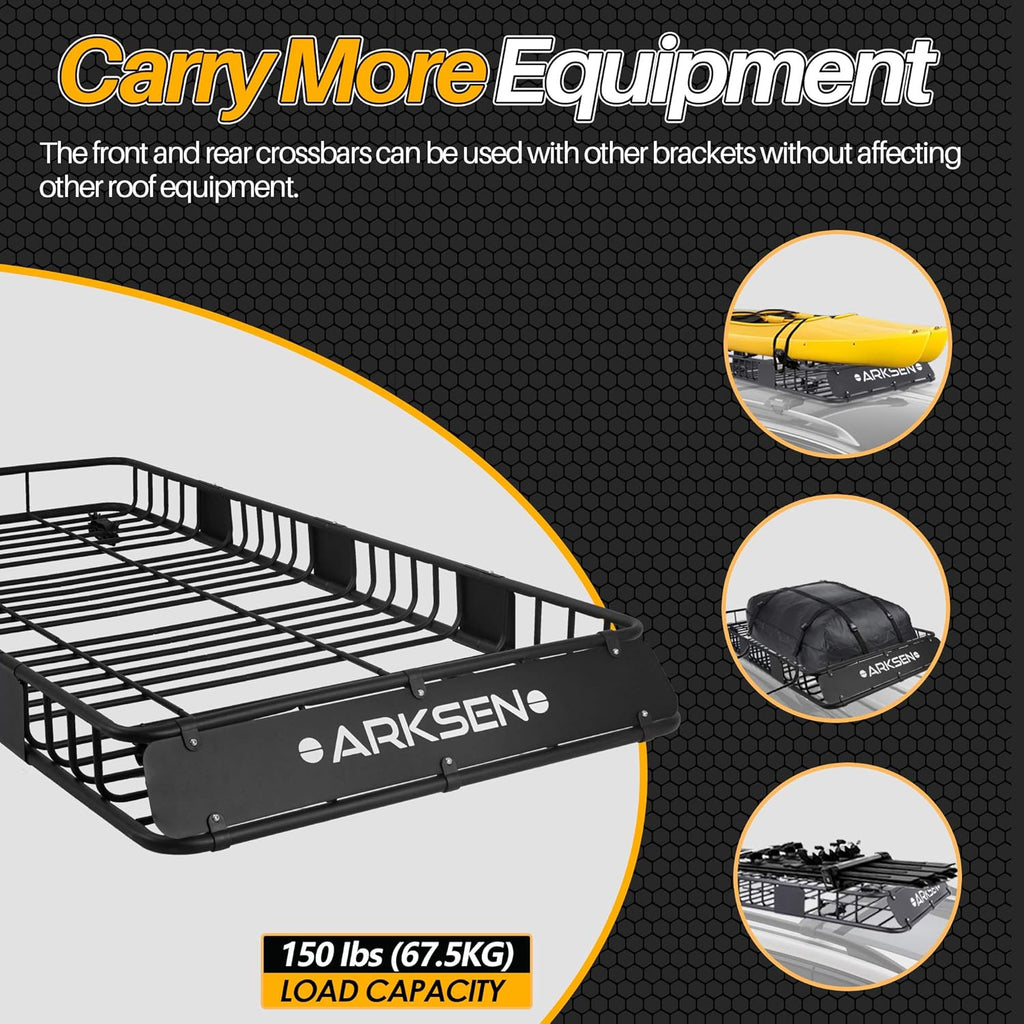 84 Inch Black Roof Rack Cargo Basket with Extension Soft-Shell Rooftop Cargo Carrier S515