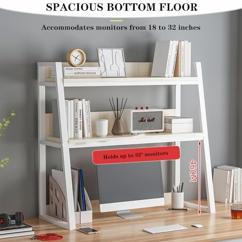 Black 2-Tier Metal and Wood Desk Hutch Bookshelf M31312