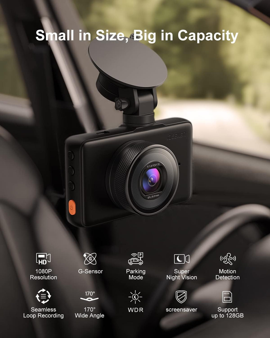 Dash Cam 1080P 3 Inch LCD Screen 170° Wide Angle Pack of 2 O91016