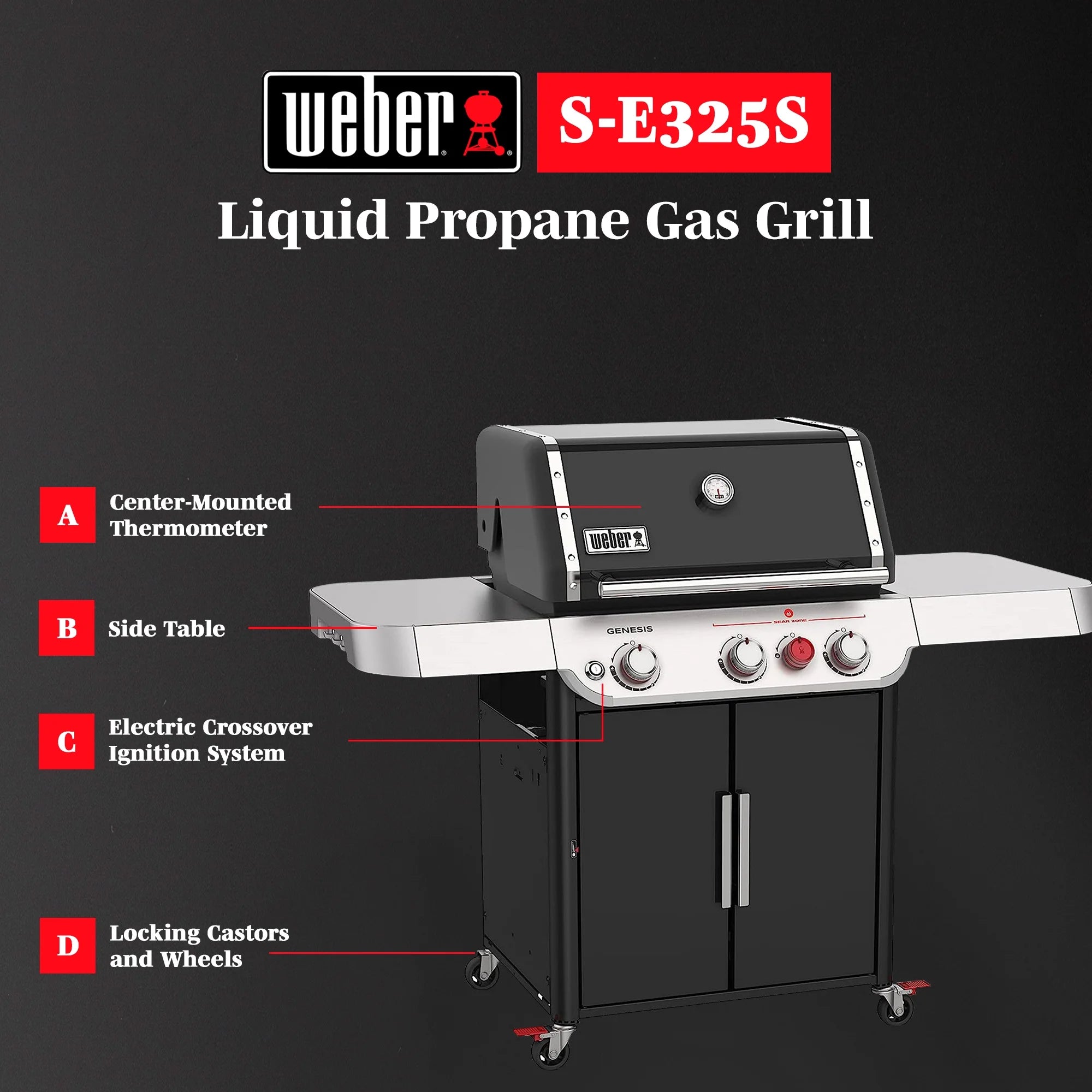 Black 3-Burner Propane Gas Grill Y2992