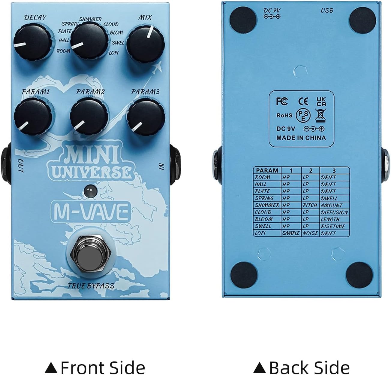 Digital Reverb Pedal with 9-Mode Reverb Selection for Guitar Bass A5144